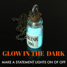 Load image into Gallery viewer, Alice in Wonderland necklace aqua glow