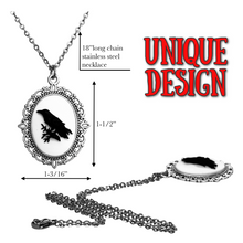 Load image into Gallery viewer, Gothic Lolita cameo pendant necklace crow skeleton black cat