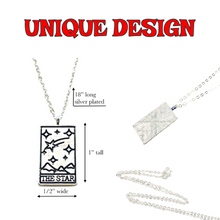 Load image into Gallery viewer, Tarot card necklace, sun, moon, star, fortune, silver magic jewelry