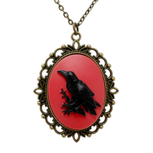 Load image into Gallery viewer, Black crow necklace silver or bronze