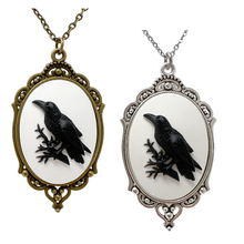 Load image into Gallery viewer, Black Raven necklace silver or bronze