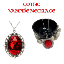 Load image into Gallery viewer, Vampire necklace blood red cameo pendant