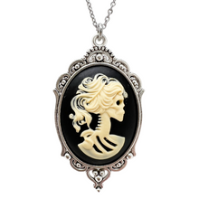 Load image into Gallery viewer, Black lolita lady skeleton necklace
