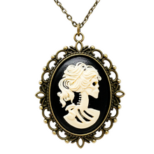 Load image into Gallery viewer, Victorian lady skeleton necklace