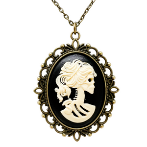 Victorian lady skeleton necklace