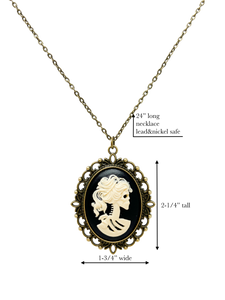 Victorian lady skeleton necklace