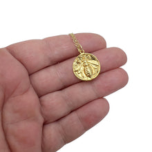 Load image into Gallery viewer, Golden bee coin necklace