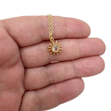 Load image into Gallery viewer, Tiny sun charm gold plated necklace