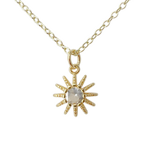 Load image into Gallery viewer, Tiny sun charm gold plated necklace