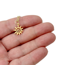 Load image into Gallery viewer, Tiny sun gold plated necklace