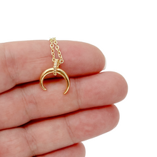 Load image into Gallery viewer, Double horn moon charm necklace