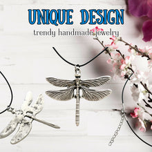 Load image into Gallery viewer, Bohemian dragonfly whimsy necklace silver tone