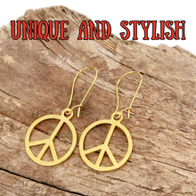 Load image into Gallery viewer, Peace sign earrings gold or silver