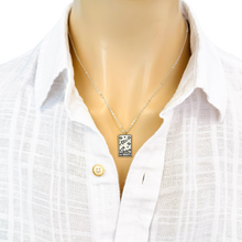 Load image into Gallery viewer, Tarot card necklace, sun, moon, star, fortune, silver magic jewelry