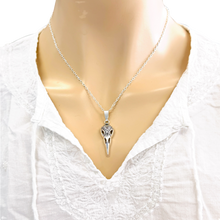 Load image into Gallery viewer, Crow skull necklace silver