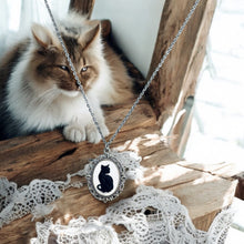 Load image into Gallery viewer, Gothic Lolita cameo pendant necklace crow skeleton black cat