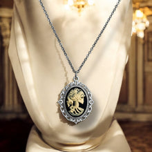 Load image into Gallery viewer, Gothic Lolita cameo pendant necklace crow skeleton black cat