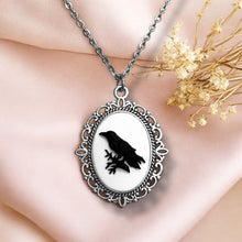 Load image into Gallery viewer, Gothic Lolita cameo pendant necklace crow skeleton black cat