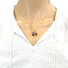 Load image into Gallery viewer, Pressed flower gold plated necklace forget me not teardrop or rounds