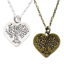 Load image into Gallery viewer, Tree of life necklace bohemian hippy heart jewelry