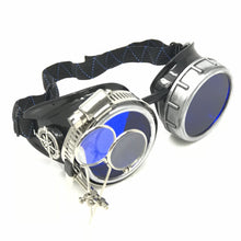 Load image into Gallery viewer, Diesel goth punk Metallic Goggles with magnifying eye loupes blue lenses