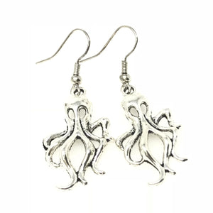 Silver kraken earrings