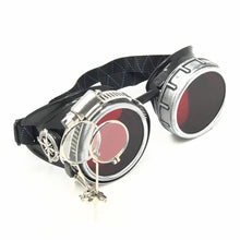 Load image into Gallery viewer, Diesel goth punk Metallic Goggles with magnifying eye loupes red lenses