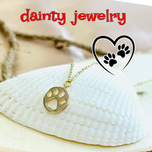 Load image into Gallery viewer, Paw print necklace gold plated dog or cat coin jewelry