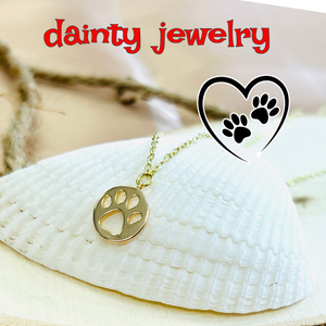 Paw print necklace gold plated dog or cat coin jewelry