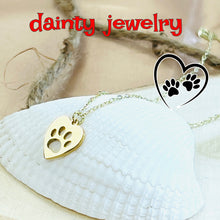 Load image into Gallery viewer, Paw print necklace gold plated dog or cat jewelry