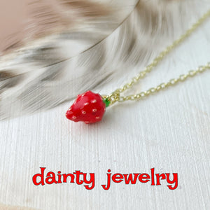 Strawberry dainty fruit necklace