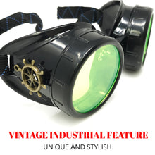 Load image into Gallery viewer, Steampunk Mad scientist goggles UV glow neon rave lenses