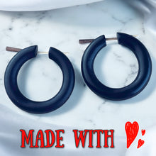 Load image into Gallery viewer, Wooden hoop black earrings for women boho