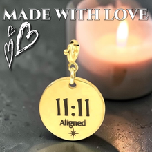 Load image into Gallery viewer, 1111 Angel Number Pendant, Aligned Charm, 18K Gold Spiritual Jewelry