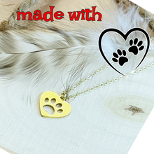 Load image into Gallery viewer, Paw print necklace gold plated dog or cat jewelry