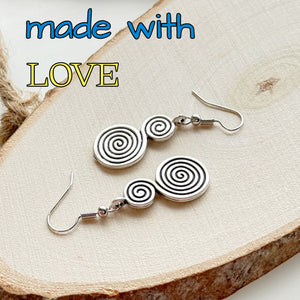 Ethnic spiral dangle earrings