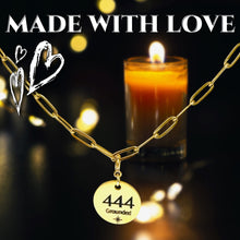 Load image into Gallery viewer, 444 angel number necklace paper clip chain
