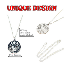 Load image into Gallery viewer, Crow coin necklace, Moon Phase Lunar Cycle Charm Pendant