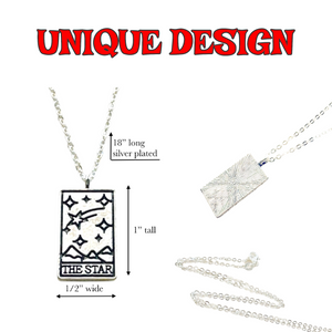 Tarot card necklace, sun, moon, star, fortune, silver magic jewelry
