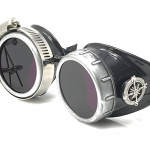 Diesel goth punk Biker Goggles with magnifying eye loupes purple lenses