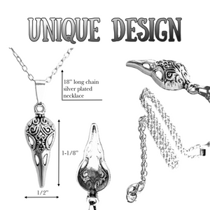 Crow skull necklace silver