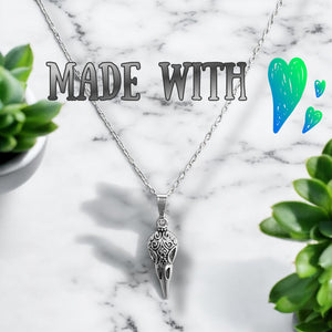 Crow skull necklace silver