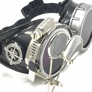 Diesel goth punk Biker Goggles with magnifying eye loupes purple lenses