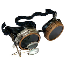 Load image into Gallery viewer, Handmade Victorian Steampunk goggles with loupe-brass cosplay eyewear