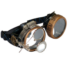 Load image into Gallery viewer, Handmade Victorian Steampunk goggles with loupe-brass cosplay eyewear