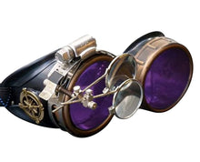 Load image into Gallery viewer, Handmade Victorian Steampunk goggles with loupe-brass cosplay eyewear