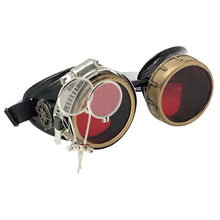 Load image into Gallery viewer, Handmade Victorian Steampunk goggles with loupe-brass cosplay eyewear