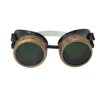 Load image into Gallery viewer, Vintage aviator steampunk goggles with colored lenses retro pilot cosplay eyewear black lenses 