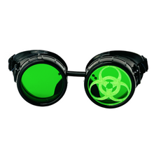 Load image into Gallery viewer, Steampunk Mad Scientist goggles biohazard cosplay glasses