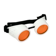 Load image into Gallery viewer, White hyper vision rave goggles with neon pink UV lenses futuristic cyber punk eyewear neon orange lenses pastel goth punk costume accessories
